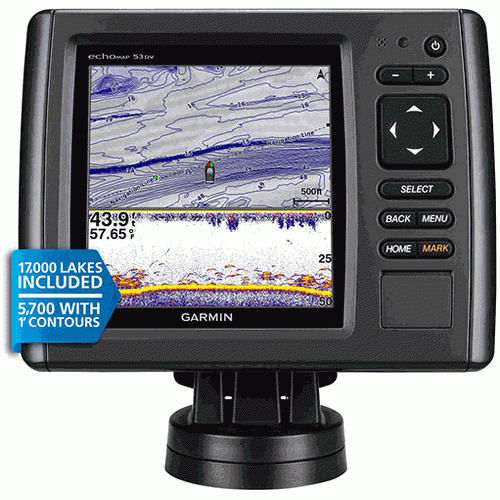 Garmin echoMAP 53dv with LakeVü Hd and 77 200 DownVü Transducer